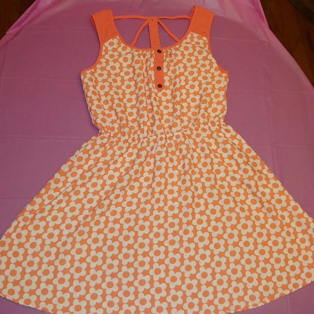 White and orange floral dress